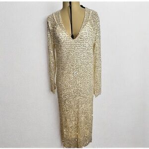Zara champagne sequence maxi dress